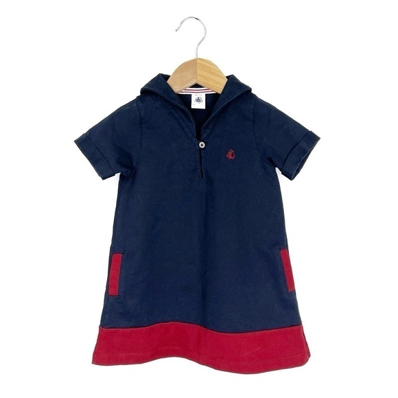 Petit Bateau Sailor Dress 18 Months Navy Blue Red Nautical Girls Baby Infant 18m - Picture 7 of 7